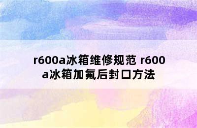 r600a冰箱维修规范 r600a冰箱加氟后封口方法